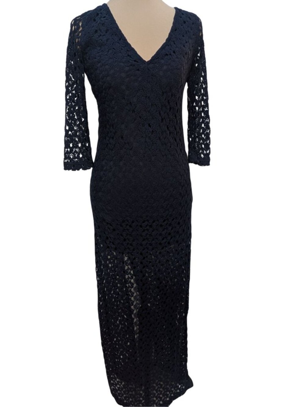 ✨ Navy Blue Crochet Lace Maxi Dress ✨